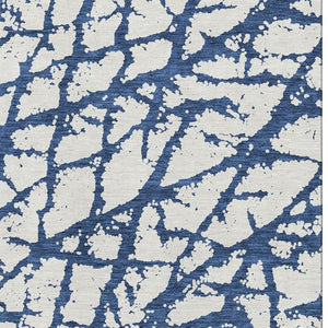 HomeRoots 9' X 12' Navy Blue & Ivory Abstract Area Rug – Washable, Stain-Resistant, UV Protected Elegance! 676865