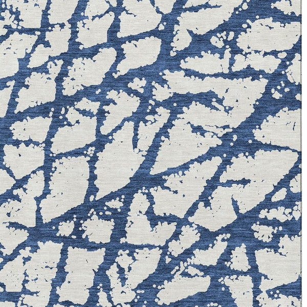 HomeRoots 9' X 12' Navy Blue & Ivory Abstract Area Rug – Washable, Stain-Resistant, UV Protected Elegance! 676865