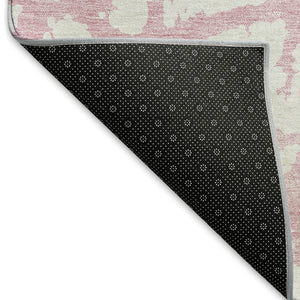 HomeRoots 5' X 8' Pink and Ivory Abstract Washable Area Rug – Soft, Durable, UV-Protected for Modern Homes 676868