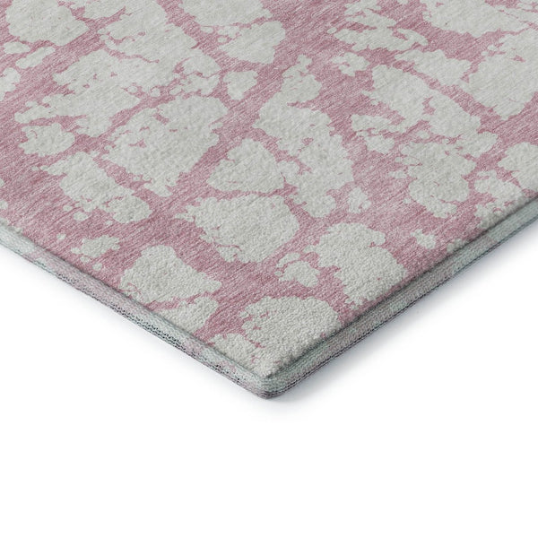 HomeRoots 5' X 8' Pink and Ivory Abstract Washable Area Rug – Soft, Durable, UV-Protected for Modern Homes 676868