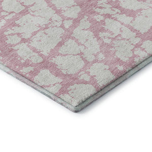 HomeRoots 8' Pink and Ivory Abstract Washable Round Rug - UV Protected, Stain Resistant, Perfect for Busy Homes 676869