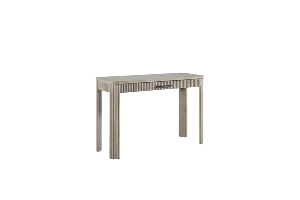 English Elm Taupe Reeded Writing Desk with Birch Veneer, Solid Wood & MDF, 1 Drawer — Casual Transitional Style B2699P271424