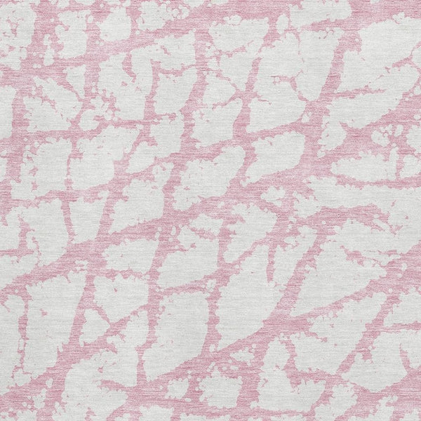 HomeRoots 8' X 10' Pink and Ivory Abstract Area Rug - Washable, UV Protected, Ideal for High-Traffic Spaces 676870