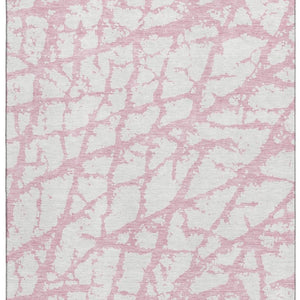 HomeRoots 8' X 10' Pink and Ivory Abstract Area Rug - Washable, UV Protected, Ideal for High-Traffic Spaces 676870