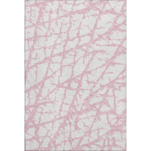 HomeRoots 9' X 12' Pink and Ivory Abstract Area Rug - Washable, UV Protected, Stylish & Durable for Any Room 676871