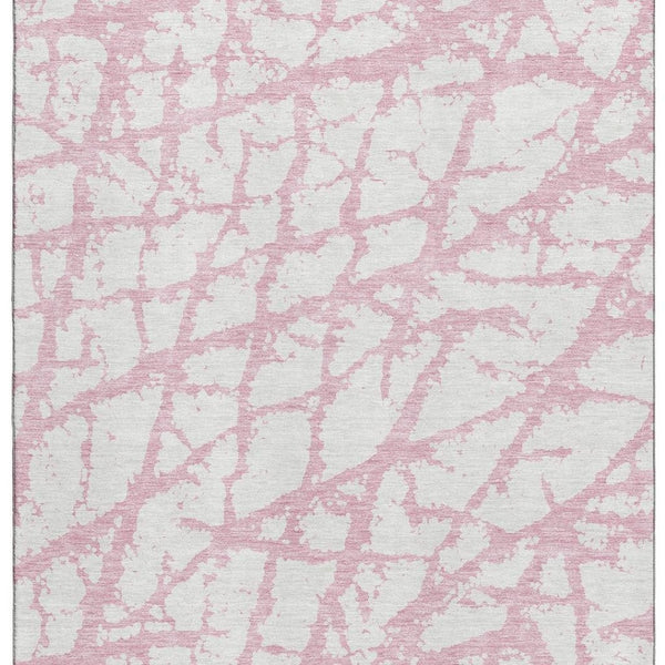 HomeRoots 9' X 12' Pink and Ivory Abstract Area Rug - Washable, UV Protected, Stylish & Durable for Any Room 676871