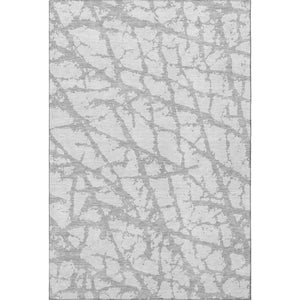 HomeRoots 5' X 8' Silver and Gray Abstract Washable Area Rug - Stylish, Durable, UV-Protected for Modern Living 676874