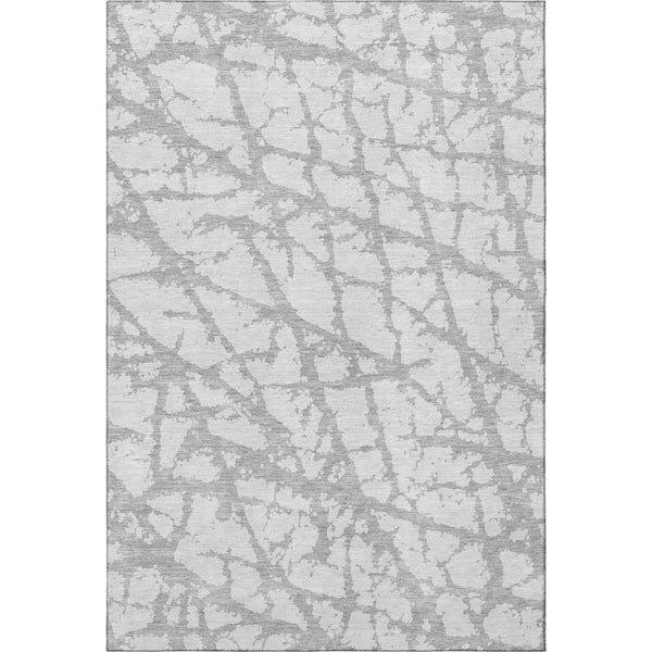 HomeRoots 5' X 8' Silver and Gray Abstract Washable Area Rug - Stylish, Durable, UV-Protected for Modern Living 676874