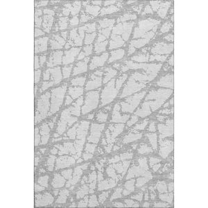 HomeRoots 10' X 14' Silver and Gray Abstract Area Rug - Washable, UV-Protected, Durable for Modern Living Spaces 676878