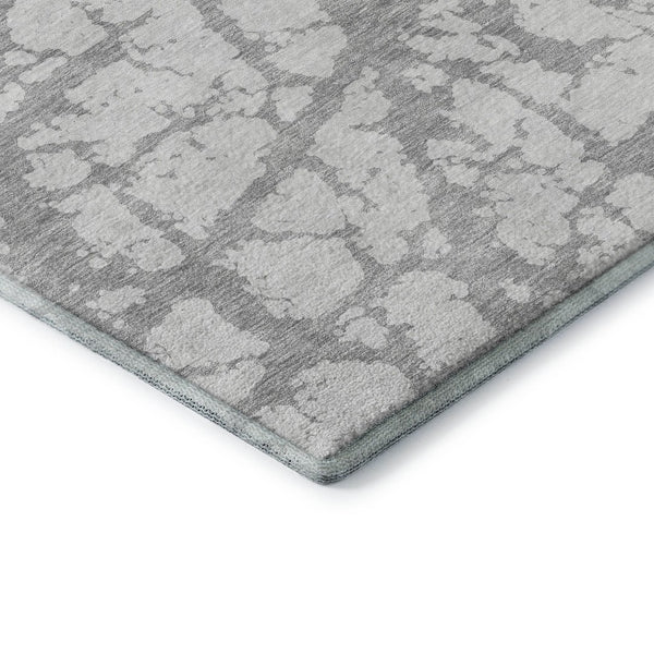 HomeRoots 10' X 14' Silver and Gray Abstract Area Rug - Washable, UV-Protected, Durable for Modern Living Spaces 676878