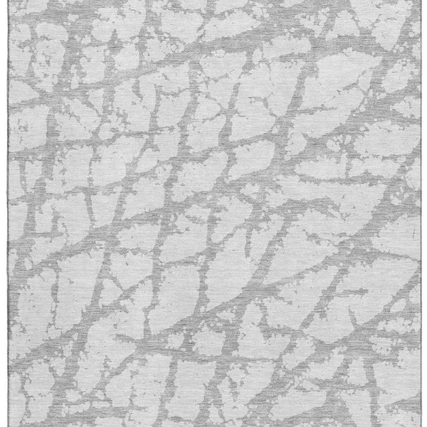 HomeRoots 10' X 14' Silver and Gray Abstract Area Rug - Washable, UV-Protected, Durable for Modern Living Spaces 676878