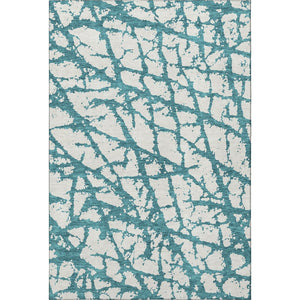 HomeRoots 8' X 10' Teal and Ivory Abstract Washable Area Rug - Stain Resistant, UV Protected, Modern Style! 676882