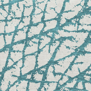 HomeRoots 9' X 12' Teal & Ivory Abstract Washable Area Rug – Stylish, Durable, Stain Resistant with UV Protection 676883