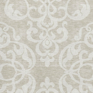 HomeRoots 5' X 8' Beige Ivory Damask Area Rug - Washable, UV Protected, Stylish & Durable for Every Room 676892