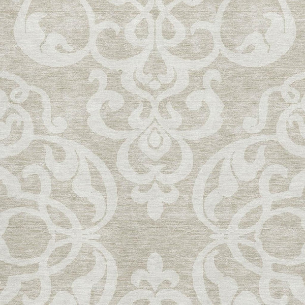 HomeRoots 5' X 8' Beige Ivory Damask Area Rug - Washable, UV Protected, Stylish & Durable for Every Room 676892