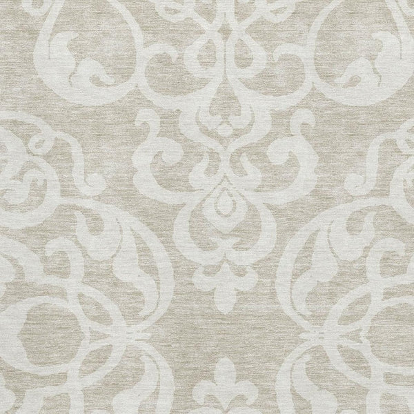HomeRoots 9' X 12' Beige and Ivory Damask Area Rug - Washable, UV-Protected, Durable Design for Any Home Space 676895