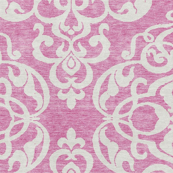 HomeRoots 5' X 8' Elegant Blush and Ivory Damask Area Rug - Washable, UV Protected, Stain Resistant, Soft Comfort 676904