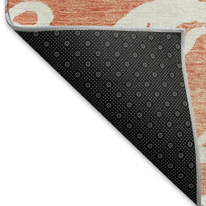 HomeRoots 10' X 14' Coral and Ivory Damask Area Rug - Washable, UV Protected, Stylish and Durable for Homes 676914