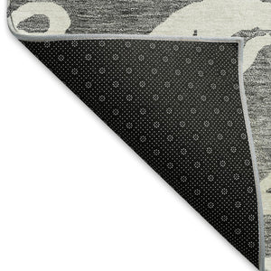 HomeRoots 8' X 10' Gray Damask Area Rug - Stylish, Washable, UV Protected & Perfect for High-Traffic Homes 676918