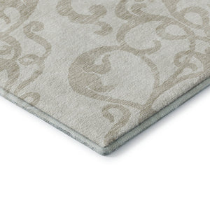 HomeRoots 5' X 8' Washable Ivory Beige Damask Area Rug – UV Protected, Stain Resistant, Durable & Stylish Decor 676928