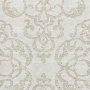 HomeRoots 8' X 10' Ivory and Beige Damask Washable Area Rug - Stain Resistant, UV Protected, Durable Design 676930