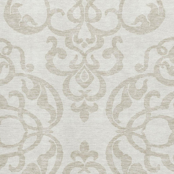 HomeRoots 8' X 10' Ivory and Beige Damask Washable Area Rug - Stain Resistant, UV Protected, Durable Design 676930