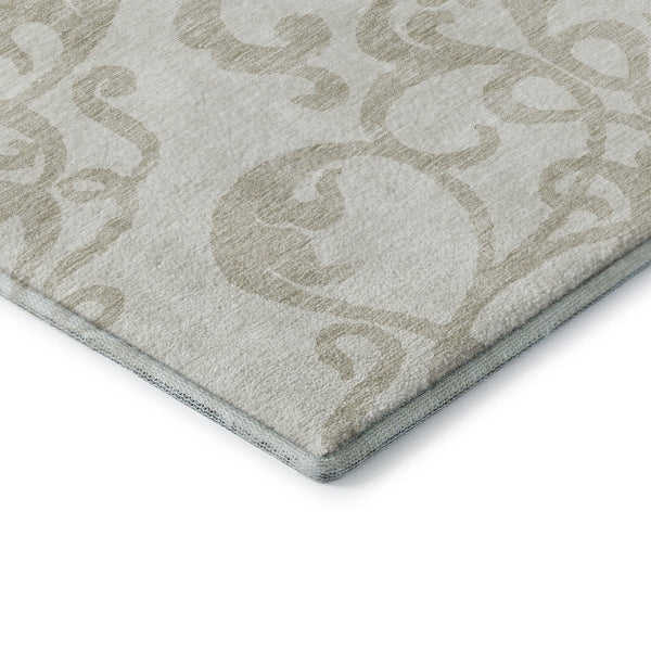 HomeRoots 9' X 12' Ivory and Beige Damask Area Rug - Washable, Stain Resistant, UV Protected for Lasting Elegance 676931