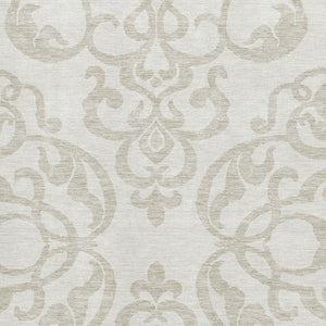 HomeRoots 9' X 12' Ivory and Beige Damask Area Rug - Washable, Stain Resistant, UV Protected for Lasting Elegance 676931