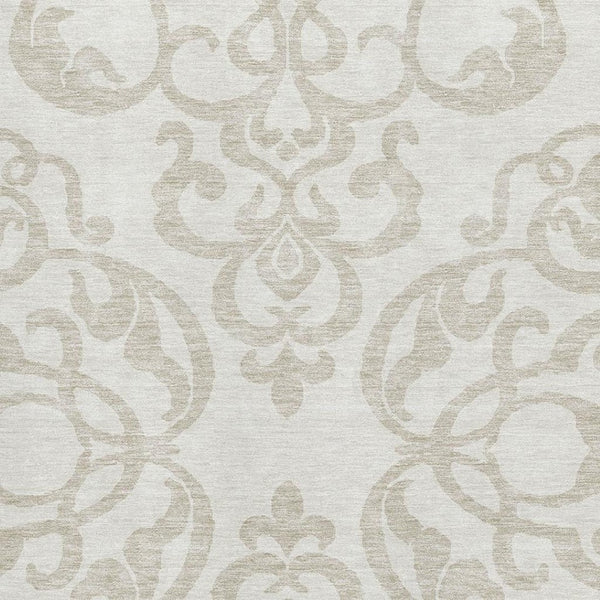HomeRoots 9' X 12' Ivory and Beige Damask Area Rug - Washable, Stain Resistant, UV Protected for Lasting Elegance 676931