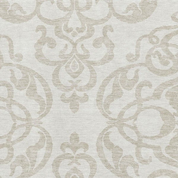 HomeRoots 10' X 14' Elegant Ivory and Beige Damask Area Rug - Washable, UV-Protected, Durable Design for Homes 676932