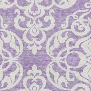 HomeRoots 9' X 12' Elegant Purple and Ivory Damask Area Rug – Washable, UV Protected, Perfect for Busy Homes! 676943