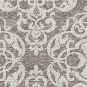 HomeRoots 5' X 8' Taupe and Ivory Damask Area Rug - Washable, UV Protected, Elegant Design for High-Traffic Spaces 676952
