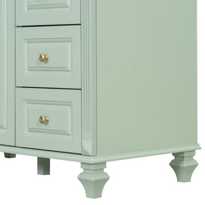 English Elm 36" Forest Green Rubberwood Bathroom Vanity with Ceramic Sink and Golden Hardware N725P356069F