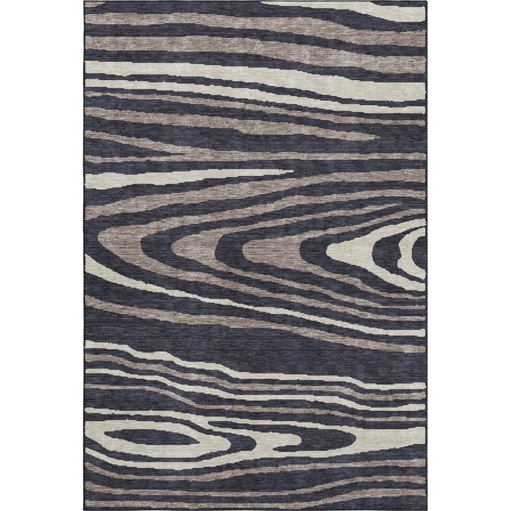 HomeRoots 5' X 8' Woodland Lodge Area Rug in Black, Taupe & Beige – Washable, UV-Protected & Stain-Resistant 676964