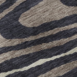 HomeRoots 8' Woodland Lodge Round Rug in Black, Taupe & Beige – Washable, UV-Protected, Durable Design for Homes 676965