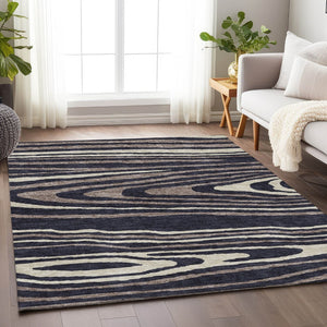 HomeRoots 8' X 10' Woodland Lodge Area Rug - Black, Taupe & Beige, Washable, Stain Resistant, UV Protected 676966