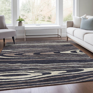 HomeRoots 8' X 10' Woodland Lodge Area Rug - Black, Taupe & Beige, Washable, Stain Resistant, UV Protected 676966