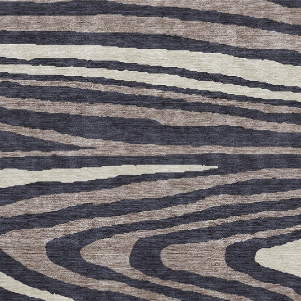 HomeRoots 8' X 10' Woodland Lodge Area Rug - Black, Taupe & Beige, Washable, Stain Resistant, UV Protected 676966