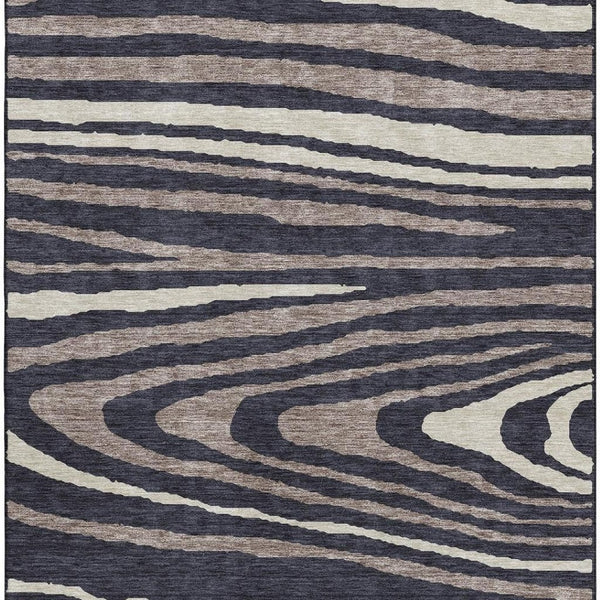 HomeRoots 9' X 12' Woodland Lodge Area Rug in Black, Taupe & Beige - Durable, Washable & UV-Resistant Design 676967