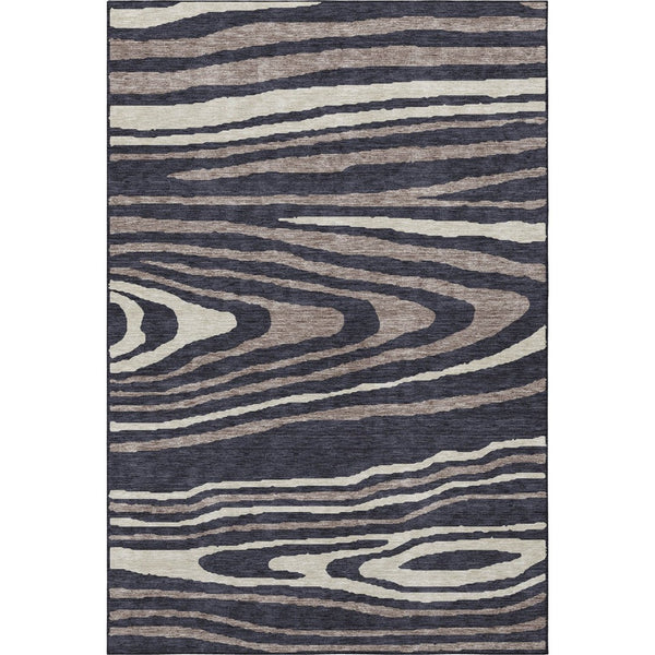 HomeRoots 9' X 12' Woodland Lodge Area Rug in Black, Taupe & Beige - Durable, Washable & UV-Resistant Design 676967