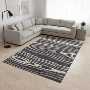HomeRoots 10' Woodland Lodge Area Rug in Black, Taupe & Beige – Washable, UV Protected, Durable & Stylish! 676968