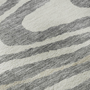 HomeRoots 8' Washable Round Rug in Gray Beige Ivory - Durable Woodland Lodge Design with UV Protection & Style 676971