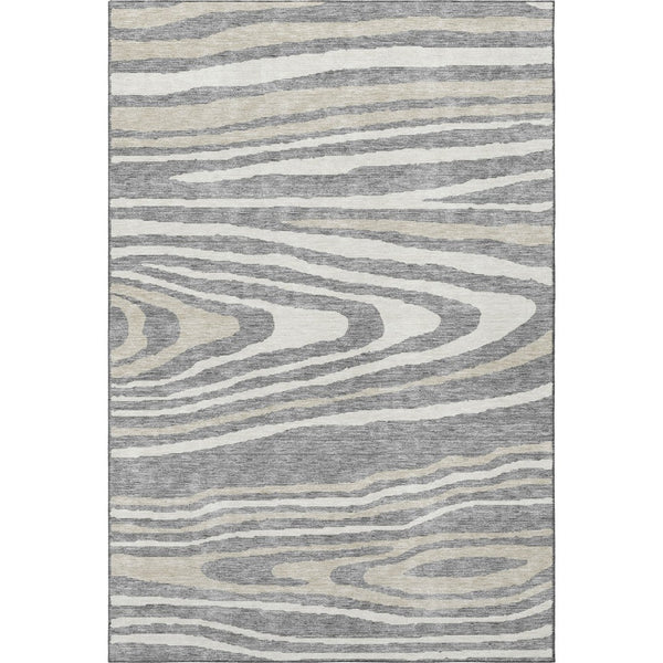 HomeRoots 9' X 12' Gray Beige & Ivory Woodland Lodge Area Rug - Washable, Stain Resistant, UV Protected Style 676973