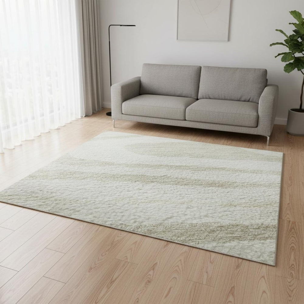 HomeRoots 5' X 8' Washable Ivory Beige Taupe Woodland Lodge Area Rug with UV Protection for Cozy Homes 676976