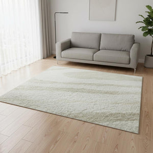HomeRoots 5' X 8' Washable Ivory Beige Taupe Woodland Lodge Area Rug with UV Protection for Cozy Homes 676976