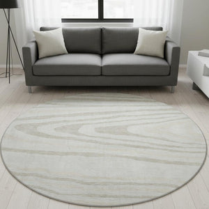 HomeRoots 8' Washable Round Rug in Ivory, Beige & Taupe – Durable, Stain-Resistant, UV Protected Lodge Charm 676977