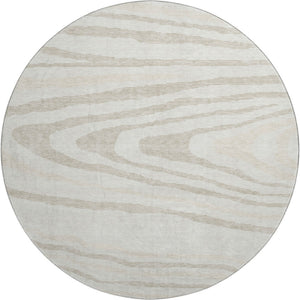 HomeRoots 8' Washable Round Rug in Ivory, Beige & Taupe – Durable, Stain-Resistant, UV Protected Lodge Charm 676977