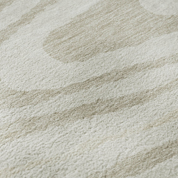 HomeRoots 8' Washable Round Rug in Ivory, Beige & Taupe – Durable, Stain-Resistant, UV Protected Lodge Charm 676977