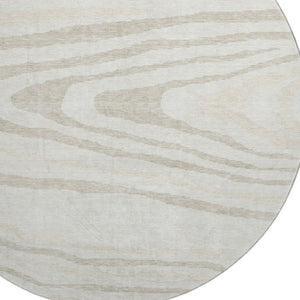 HomeRoots 8' Washable Round Rug in Ivory, Beige & Taupe – Durable, Stain-Resistant, UV Protected Lodge Charm 676977