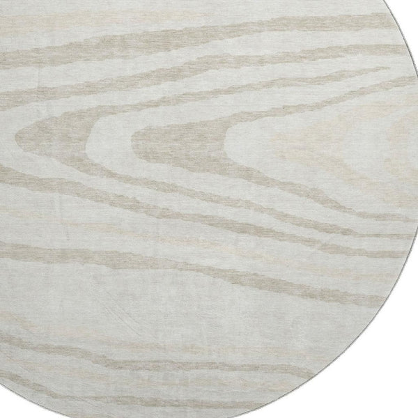 HomeRoots 8' Washable Round Rug in Ivory, Beige & Taupe – Durable, Stain-Resistant, UV Protected Lodge Charm 676977